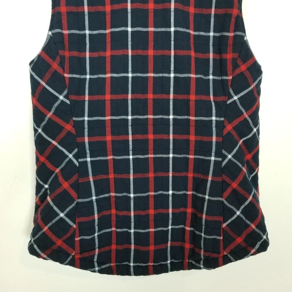 Duluth Trading Co Women's Fleece Lined Plaid Vest Sz M‎ Cotton Zip Up Outdoor